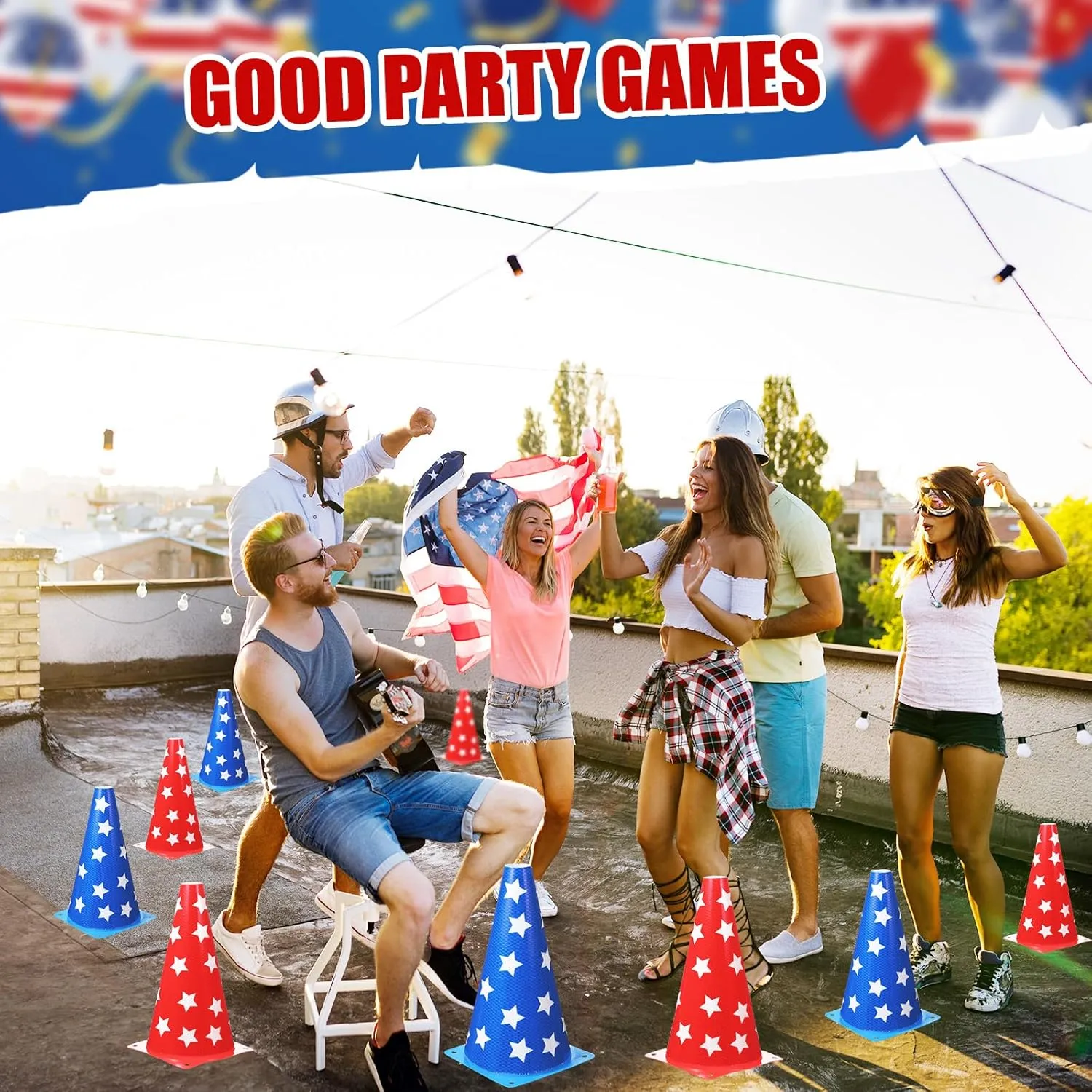 12 Pack Candy Corn Ring Toss Game - Plastic Cones, 9 Inch Training & Sport Agility Field Markers for Youth Soccer & Skating Practice