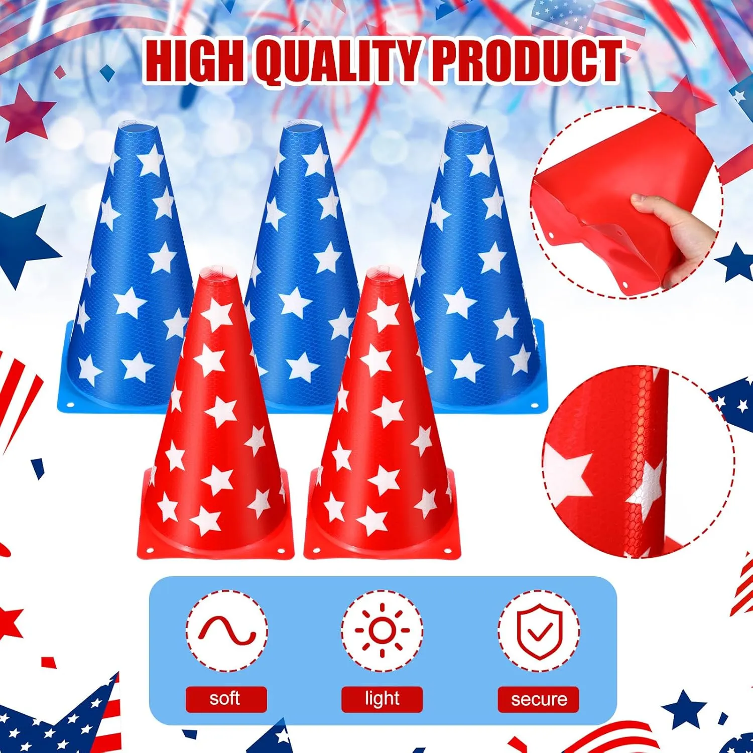 12 Pack Candy Corn Ring Toss Game - Plastic Cones, 9 Inch Training & Sport Agility Field Markers for Youth Soccer & Skating Practice