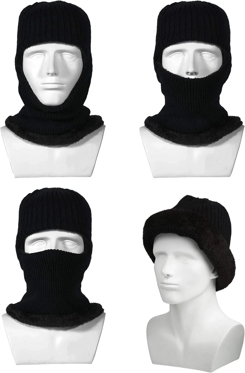 2 Pieces Winter Face Mask Ski Masks Warm Knitted Balaclava for Men Women Fleece Windproof Face Cover for Outdoor Sports