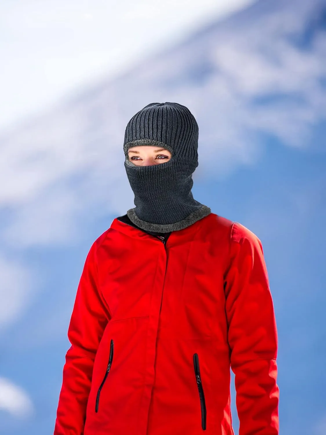 2 Pieces Winter Face Mask Ski Masks Warm Knitted Balaclava for Men Women Fleece Windproof Face Cover for Outdoor Sports