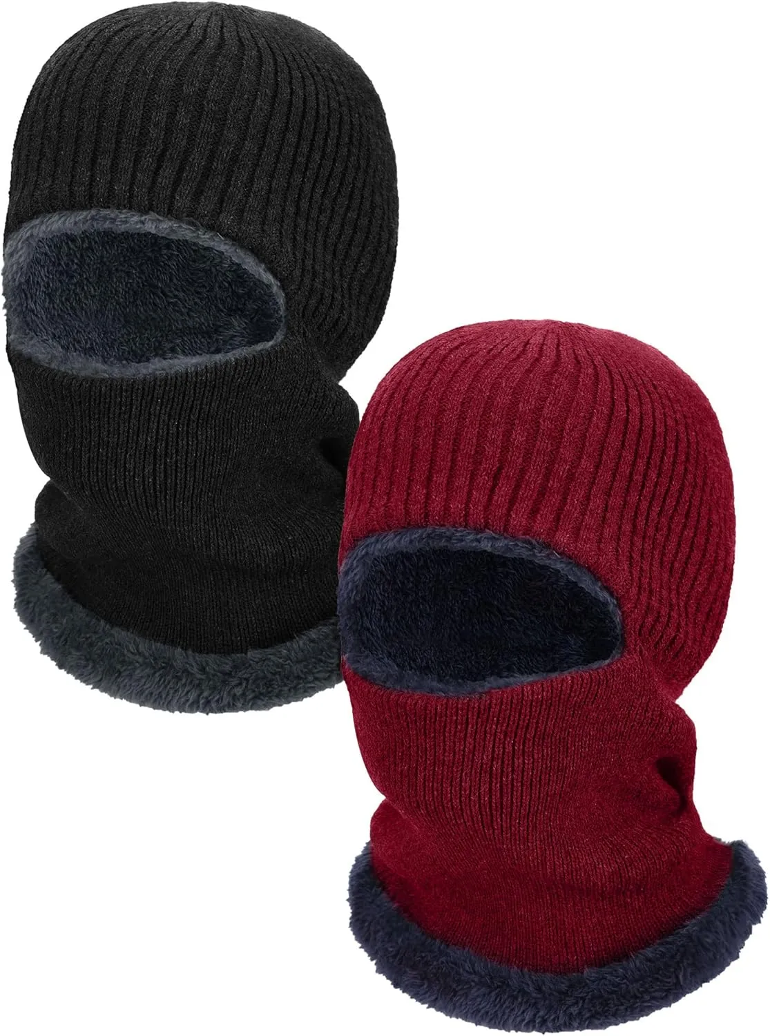 2 Pieces Winter Face Mask Ski Masks Warm Knitted Balaclava for Men Women Fleece Windproof Face Cover for Outdoor Sports