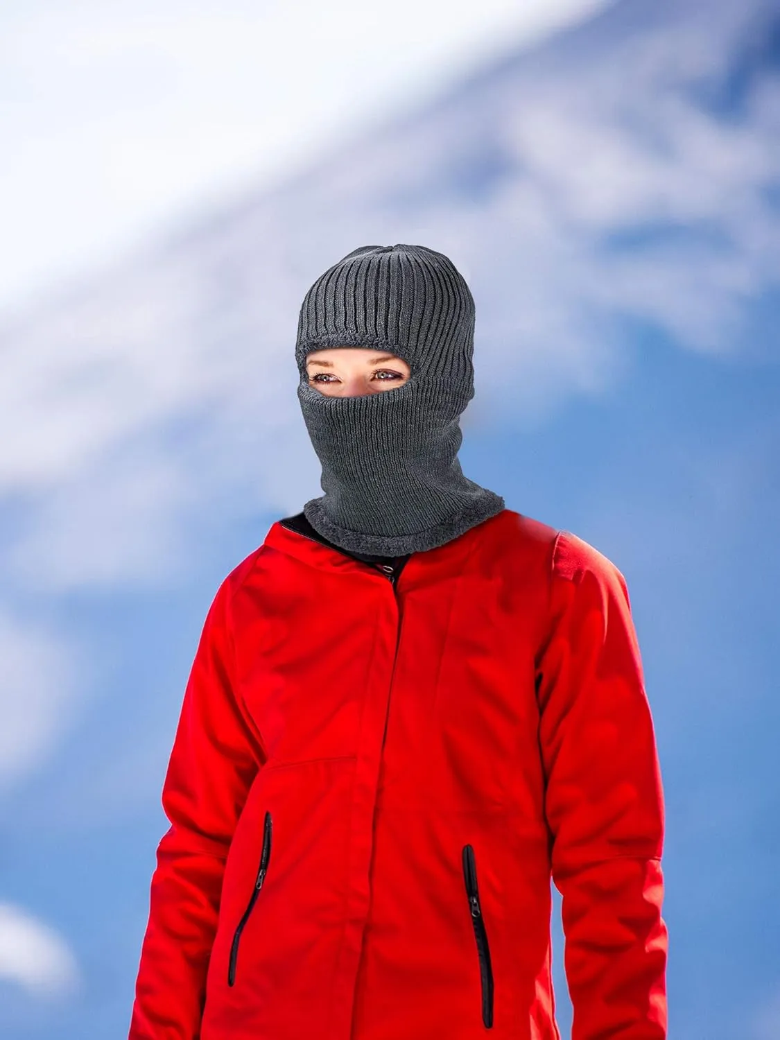 2 Pieces Winter Face Mask Ski Masks Warm Knitted Balaclava for Men Women Fleece Windproof Face Cover for Outdoor Sports
