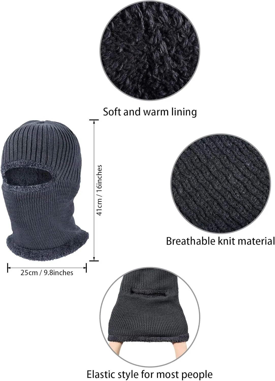 2 Pieces Winter Face Mask Ski Masks Warm Knitted Balaclava for Men Women Fleece Windproof Face Cover for Outdoor Sports
