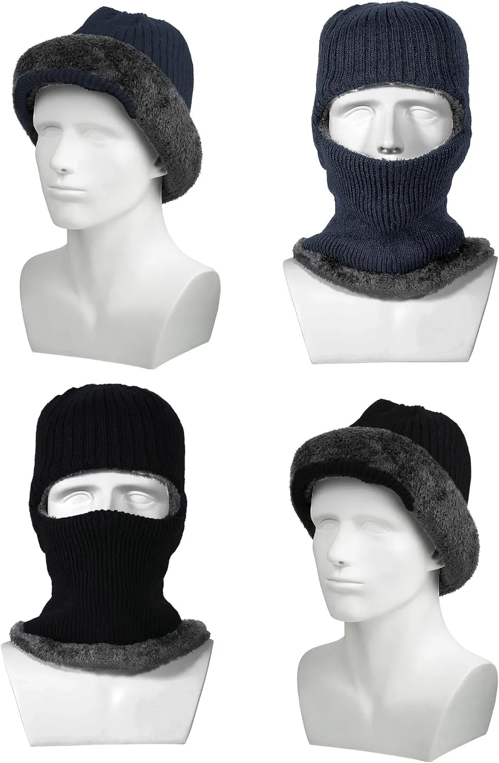 2 Pieces Winter Face Mask Ski Masks Warm Knitted Balaclava for Men Women Fleece Windproof Face Cover for Outdoor Sports