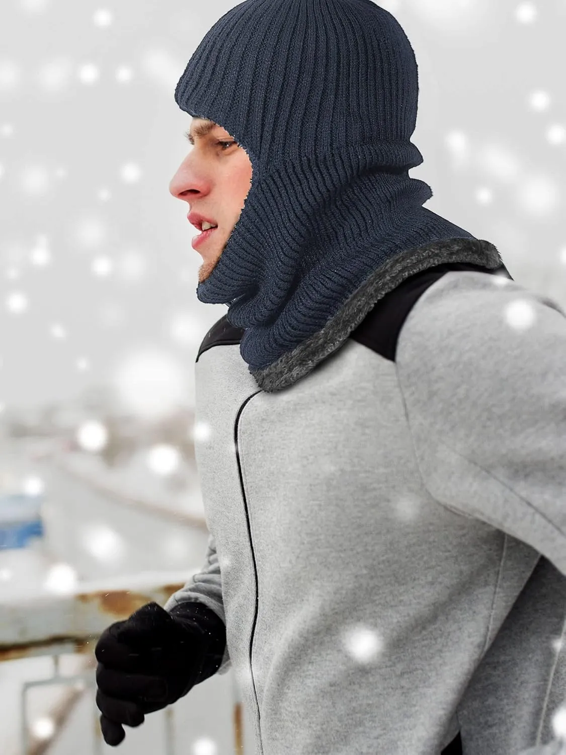 2 Pieces Winter Face Mask Ski Masks Warm Knitted Balaclava for Men Women Fleece Windproof Face Cover for Outdoor Sports