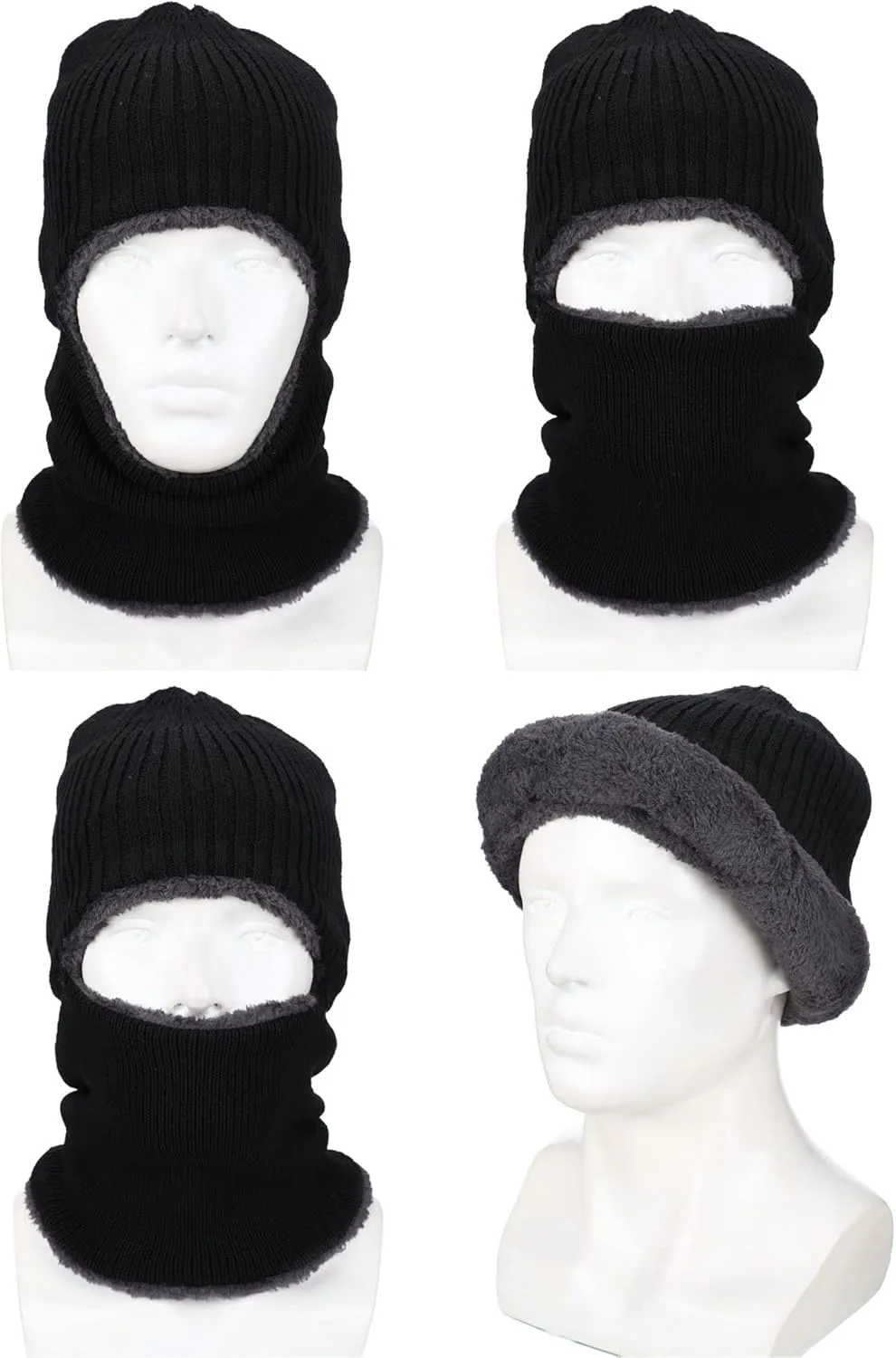 2 Pieces Winter Face Mask Ski Masks Warm Knitted Balaclava for Men Women Fleece Windproof Face Cover for Outdoor Sports