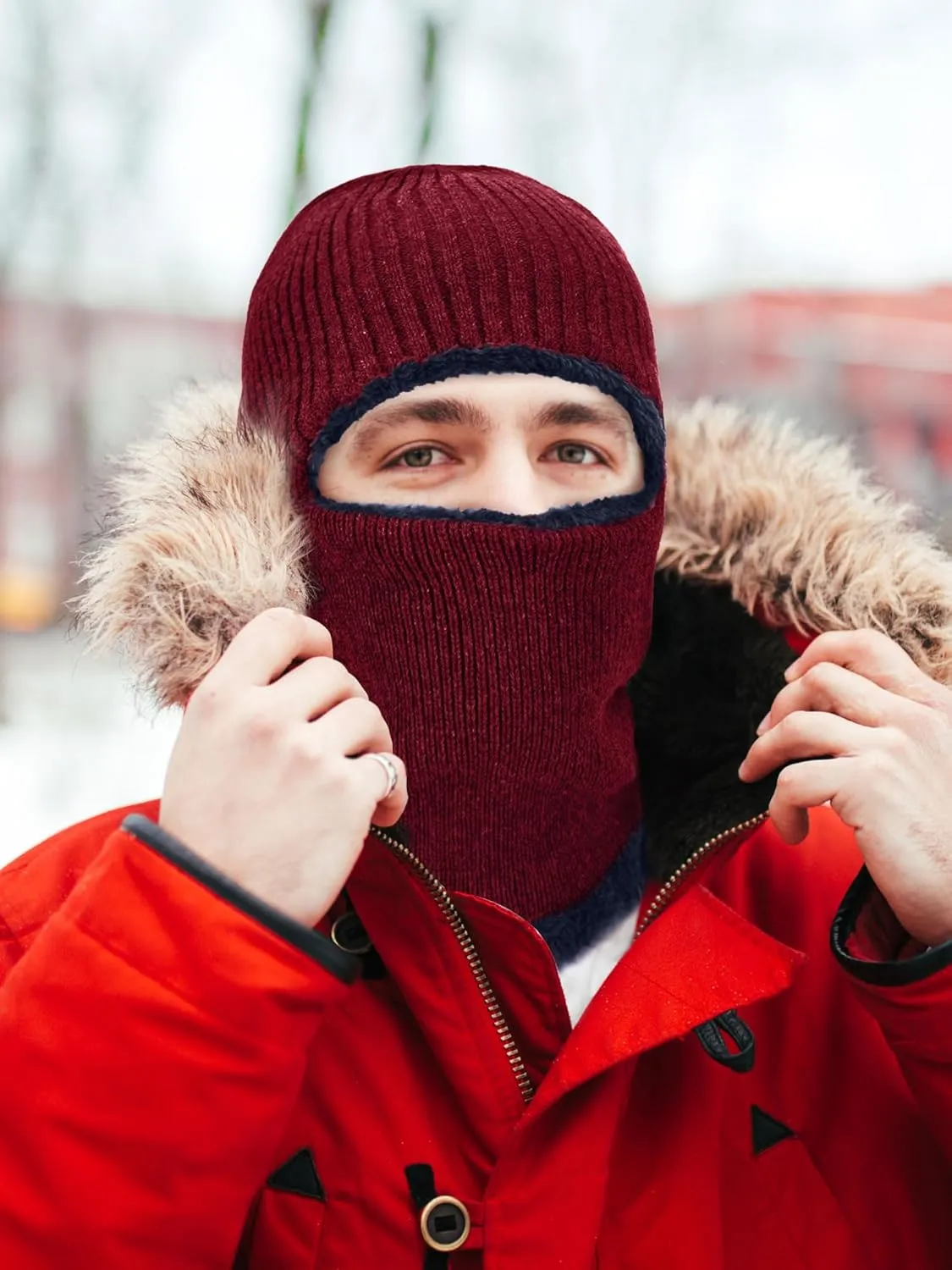2 Pieces Winter Face Mask Ski Masks Warm Knitted Balaclava for Men Women Fleece Windproof Face Cover for Outdoor Sports