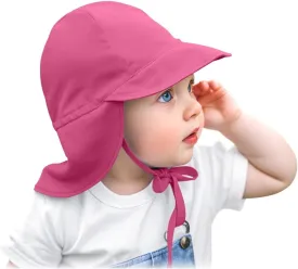 Adjustable Baby Sun Hat Boys Girls, UPF 50  Toddler Summer Beach Swim Hat with Neck Flap for Infant Traveling Cap