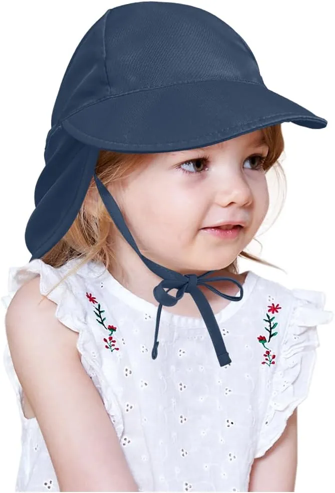 Adjustable Baby Sun Hat Boys Girls, UPF 50  Toddler Summer Beach Swim Hat with Neck Flap for Infant Traveling Cap