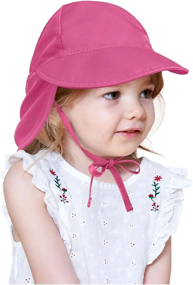 Adjustable Baby Sun Hat Boys Girls, UPF 50  Toddler Summer Beach Swim Hat with Neck Flap for Infant Traveling Cap