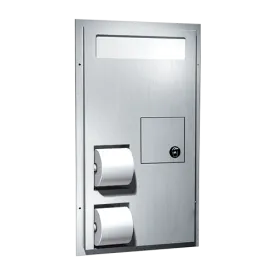 ASI 0481-HC Combination Commercial Seat Cover/Toilet Paper Dispensers/Sanitary Napkin Disposal, Partition-Mounted, Stainless Steel