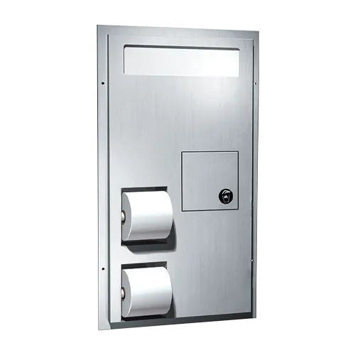 ASI 0481-HC Combination Commercial Seat Cover/Toilet Paper Dispensers/Sanitary Napkin Disposal, Partition-Mounted, Stainless Steel