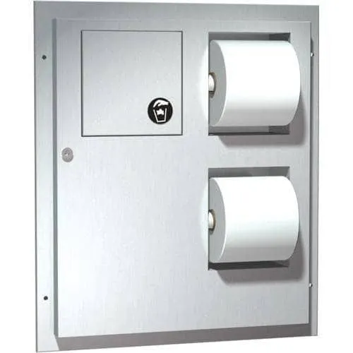 ASI 04813-HC Combination Commercial Toilet Paper Dispenser/Sanitary Napkin Disposal, Partition-Mounted, Stainless Steel