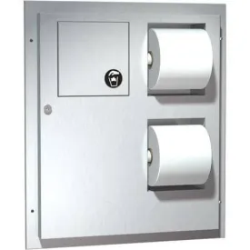ASI 04813-HC Combination Commercial Toilet Paper Dispenser/Sanitary Napkin Disposal, Partition-Mounted, Stainless Steel