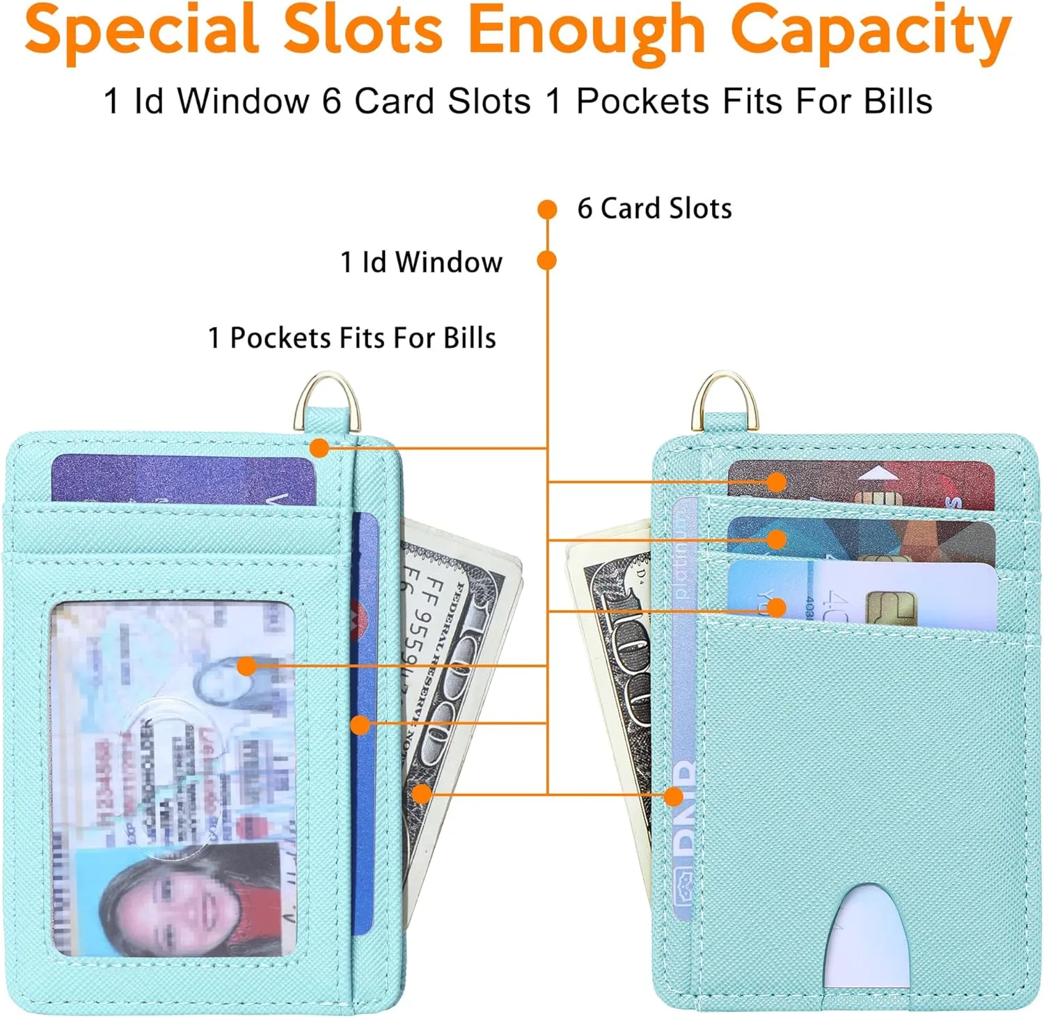 Badiya Credit Card Holder Slim Minimalist Wallet, Front Pocket Purse RFID Blocking Wallet Compact Card Case with ID Window for Women & Men