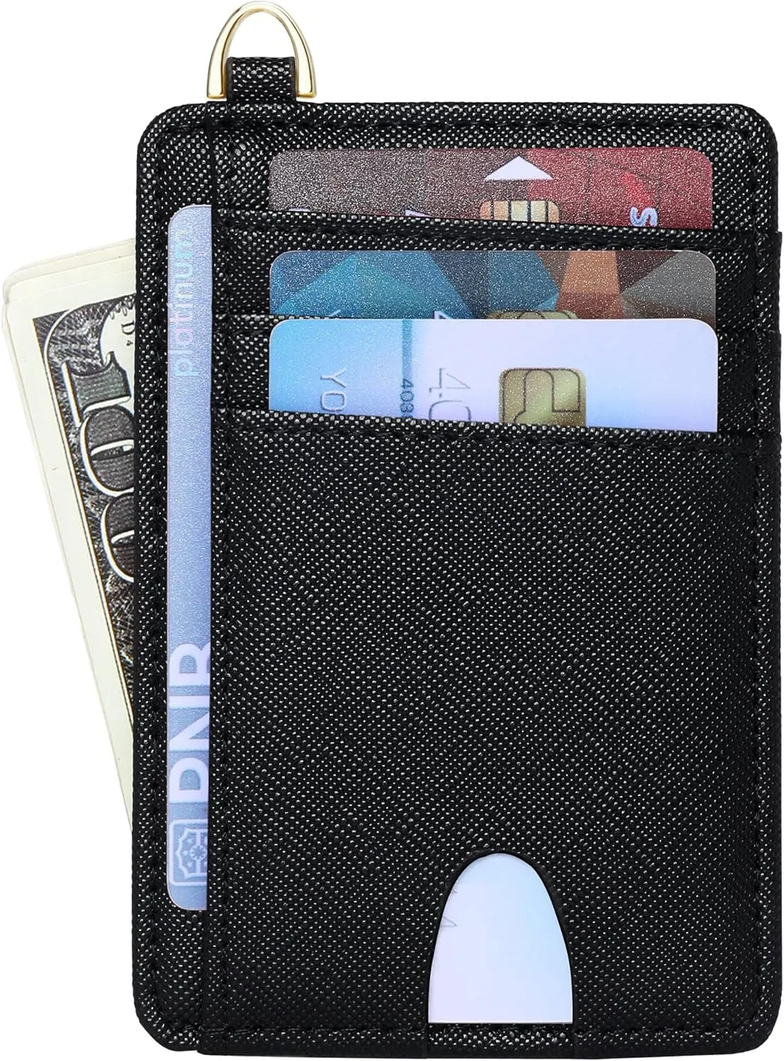 Badiya Credit Card Holder Slim Minimalist Wallet, Front Pocket Purse RFID Blocking Wallet Compact Card Case with ID Window for Women & Men