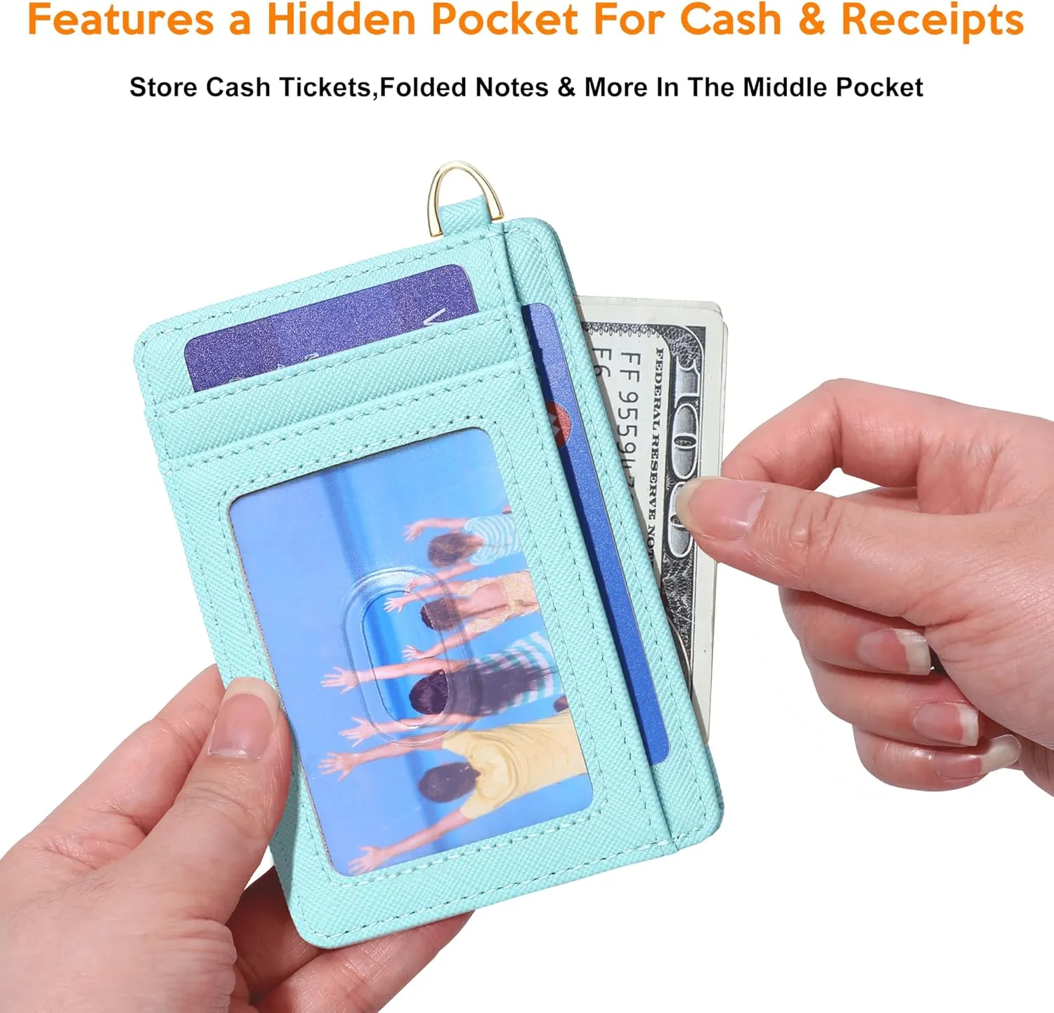 Badiya Credit Card Holder Slim Minimalist Wallet, Front Pocket Purse RFID Blocking Wallet Compact Card Case with ID Window for Women & Men