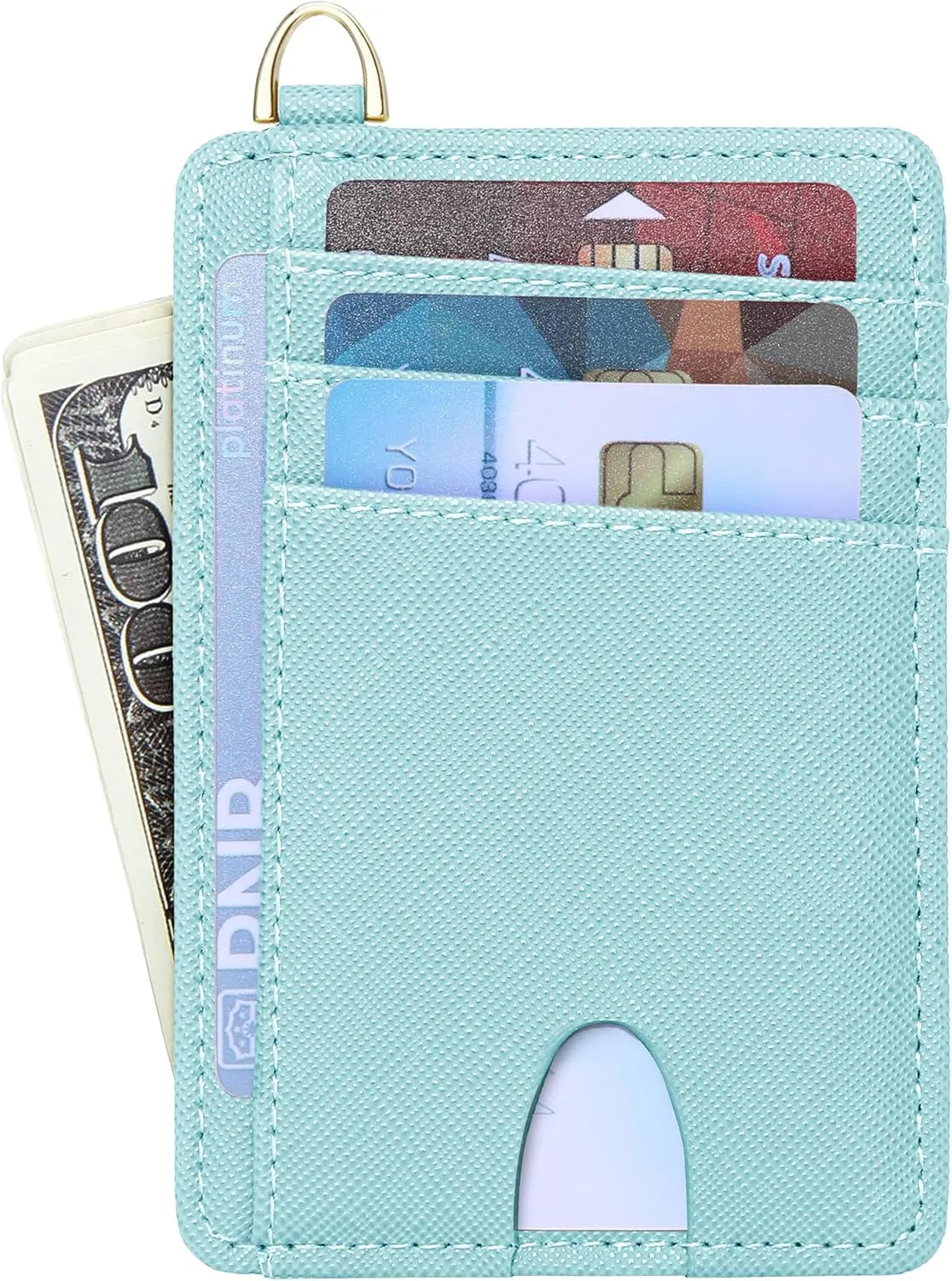 Badiya Credit Card Holder Slim Minimalist Wallet, Front Pocket Purse RFID Blocking Wallet Compact Card Case with ID Window for Women & Men