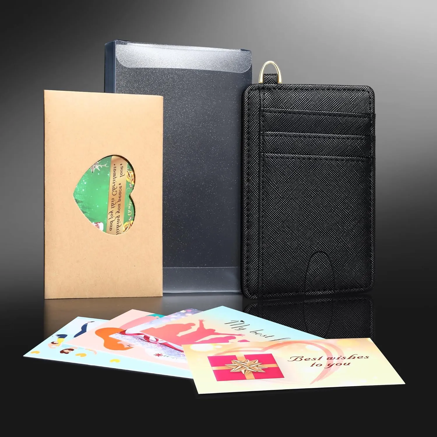 Badiya Credit Card Holder Slim Minimalist Wallet, Front Pocket Purse RFID Blocking Wallet Compact Card Case with ID Window for Women & Men