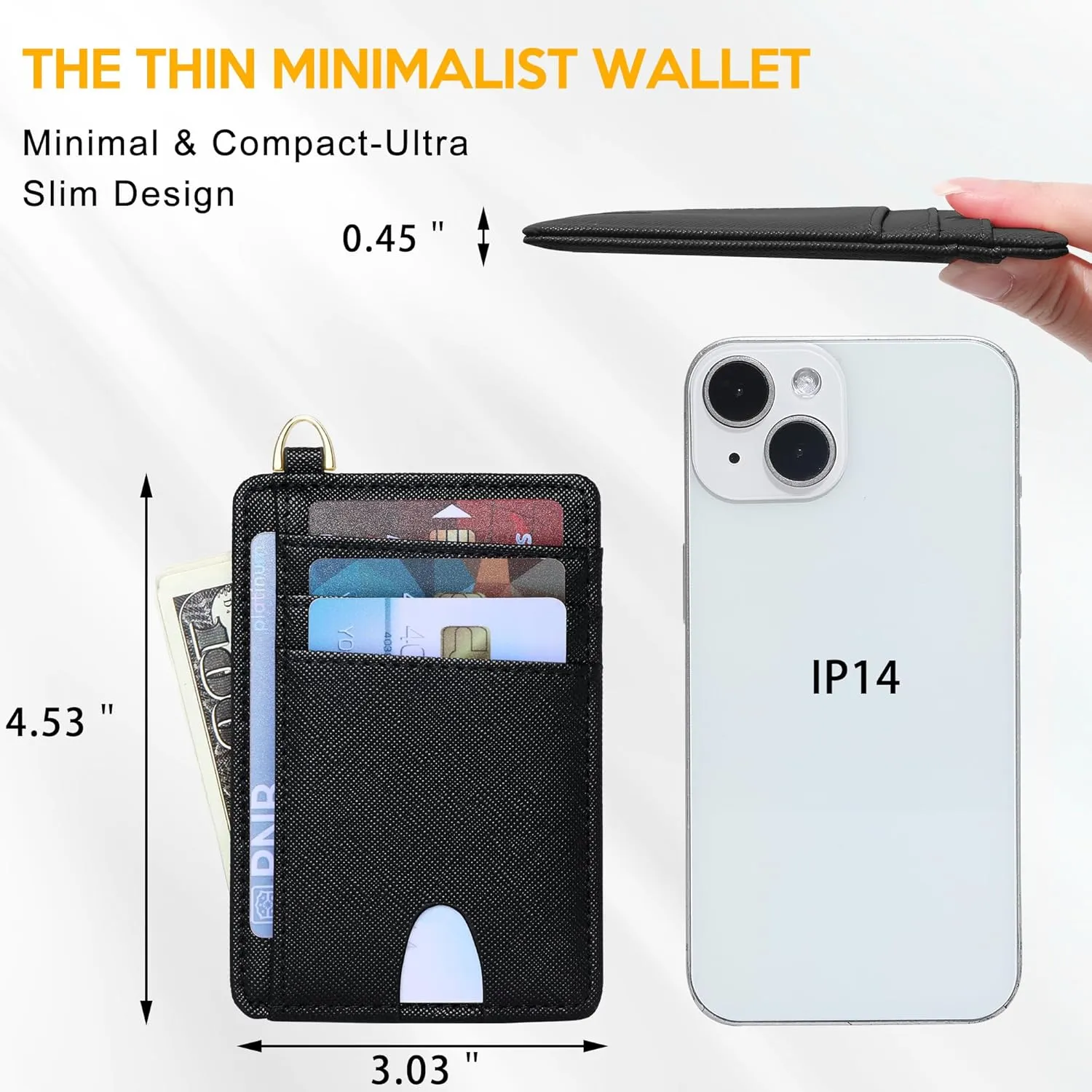 Badiya Credit Card Holder Slim Minimalist Wallet, Front Pocket Purse RFID Blocking Wallet Compact Card Case with ID Window for Women & Men