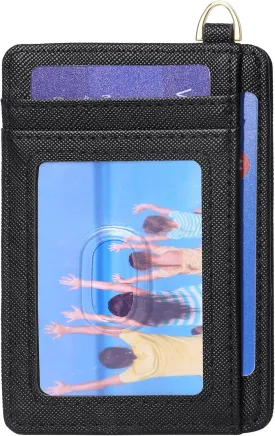 Badiya Credit Card Holder Slim Minimalist Wallet, Front Pocket Purse RFID Blocking Wallet Compact Card Case with ID Window for Women & Men