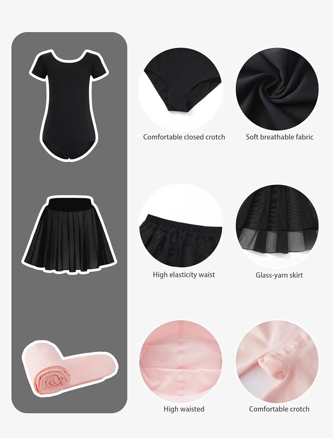 Ballet Leotards Skirt and Tights Combo for Girls Toddler Dance Classical Gymnastics Leotard Dresses Tutu