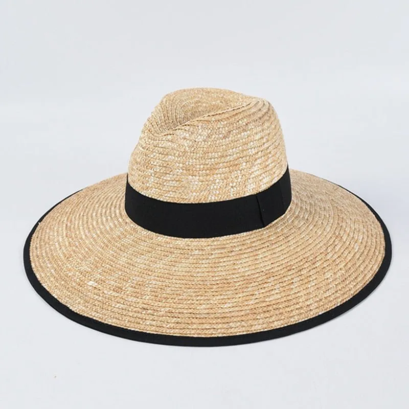 Big Sun Hat With Wide Brim and Ribbon Accent