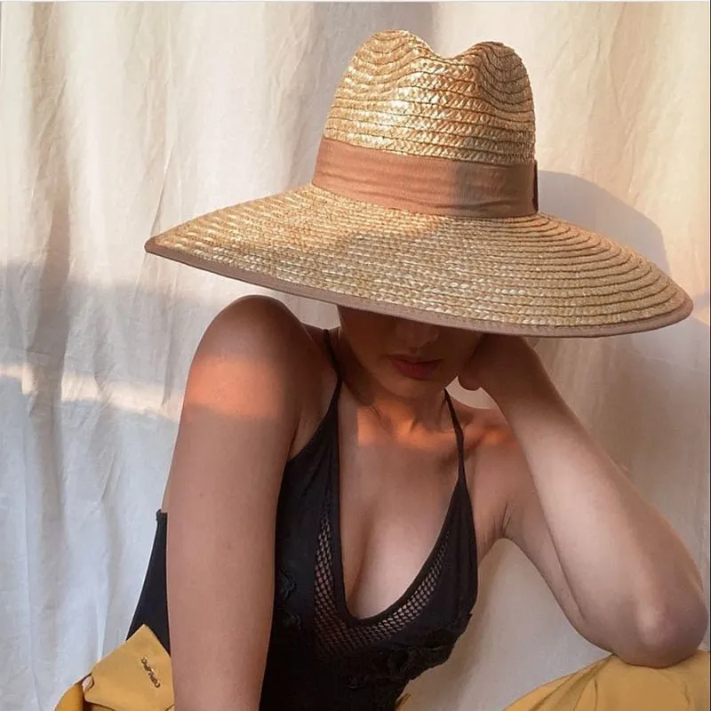 Big Sun Hat With Wide Brim and Ribbon Accent