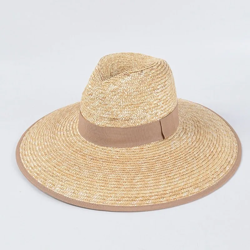 Big Sun Hat With Wide Brim and Ribbon Accent