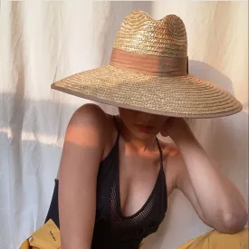 Big Sun Hat With Wide Brim and Ribbon Accent