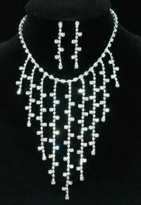 Bridal Queen Crystal Necklace Earrings Set XS1133