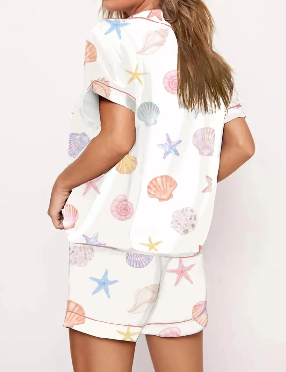 cochineal Women Cute Bow Pajama Shorts Set Y2k Silk 2 Piece Short Sleeve Preppy Shirt Pjs Lounge Set Y2k Martini Sleepwear