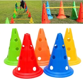 Cones,5 Pcs Soccer Training Cones Tapered Obstacle Bar Bucket Sign Barrier with Holes