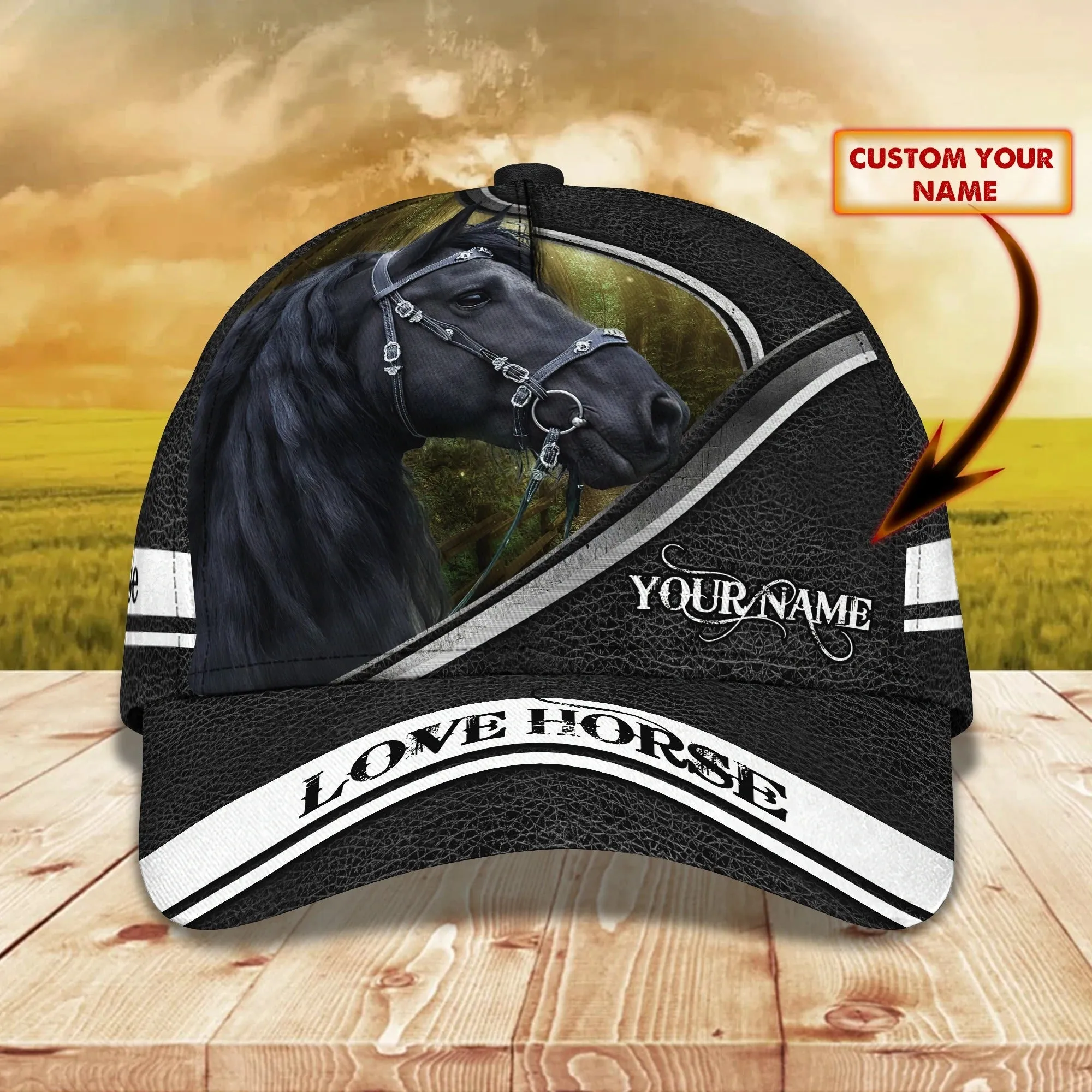 Custom Name Brown Horse Equestrian Printing Baseball Cap Hat, 3D Baseball Horse Caps