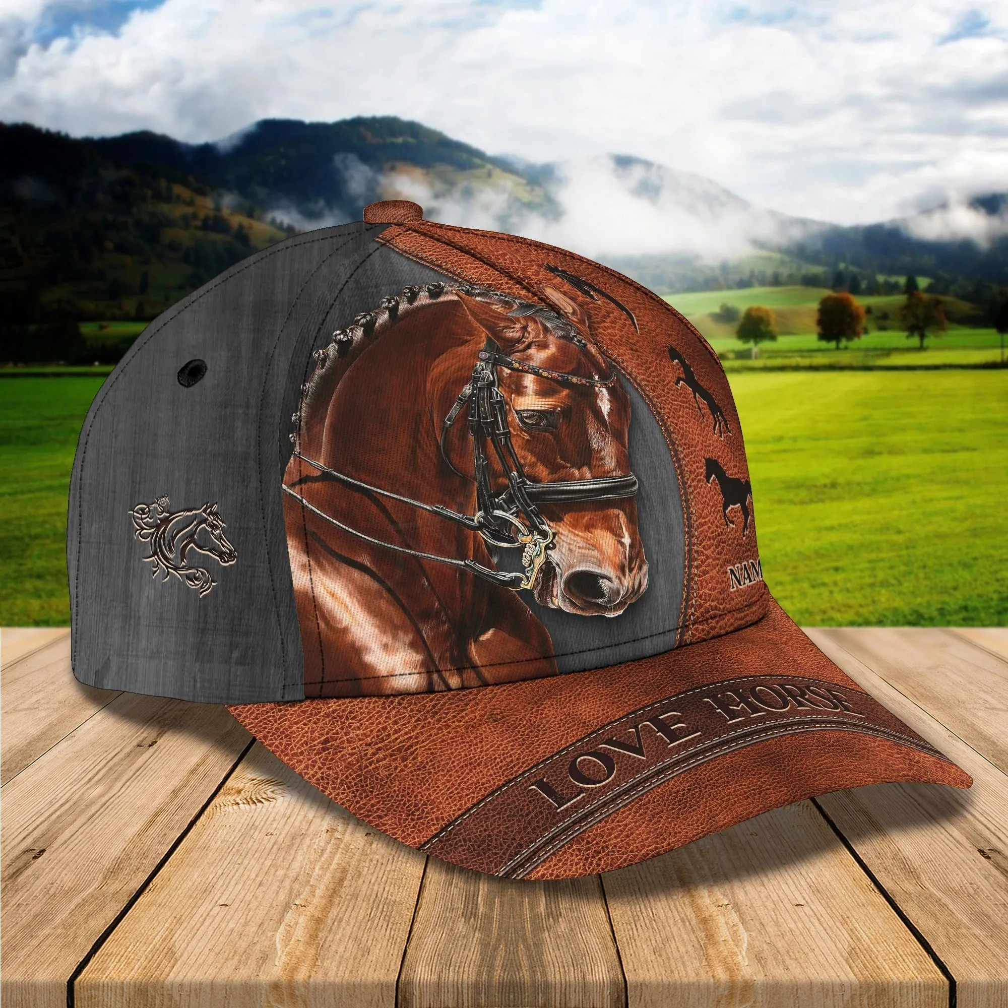 Custom Name Brown Horse Equestrian Printing Baseball Cap Hat, 3D Baseball Horse Caps