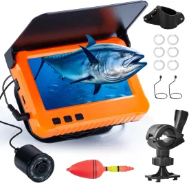 Fish Finder Depth Finders for Boats Real Time Underwater Fishing Camera 100ft Long Cable,4.3" HD LCD Monitor&IR LED Night Vision Wide Angle Lens for Kayak Lake Boat Ice Fishing Portable Fish Finder