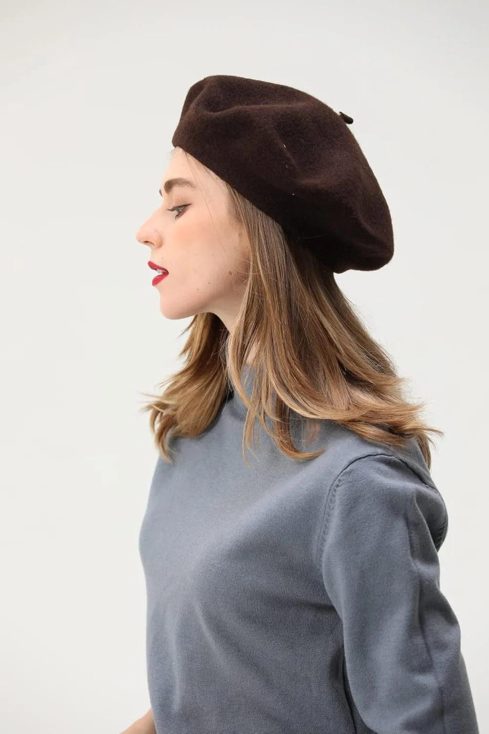 French Beret-Classic Wool Beret Solid Color Womens Beret Cap Hat
