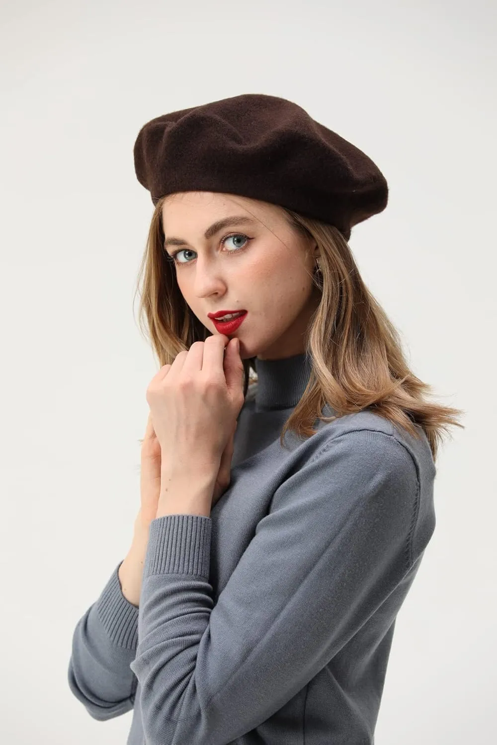 French Beret-Classic Wool Beret Solid Color Womens Beret Cap Hat