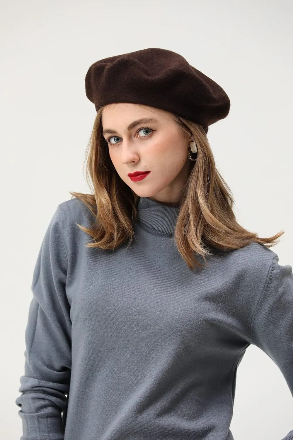 French Beret-Classic Wool Beret Solid Color Womens Beret Cap Hat
