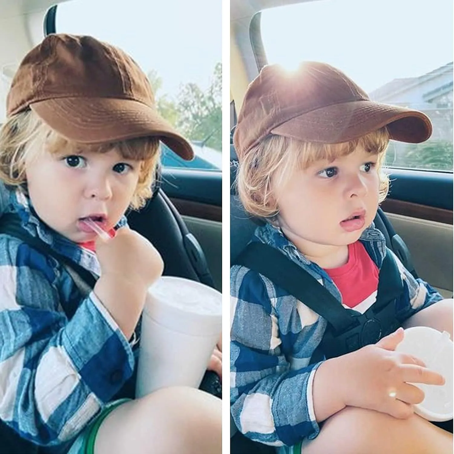FURTALK Toddler Baseball Hat Kids Boys Girls Adjustable Washed Cotton Baseball Cap with Ponytail