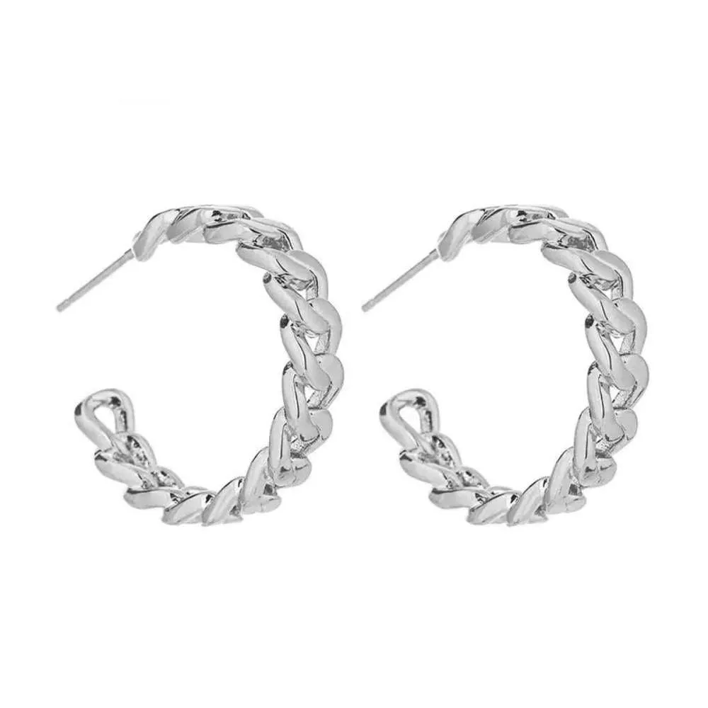Gold Chain Link Hoop Earrings
