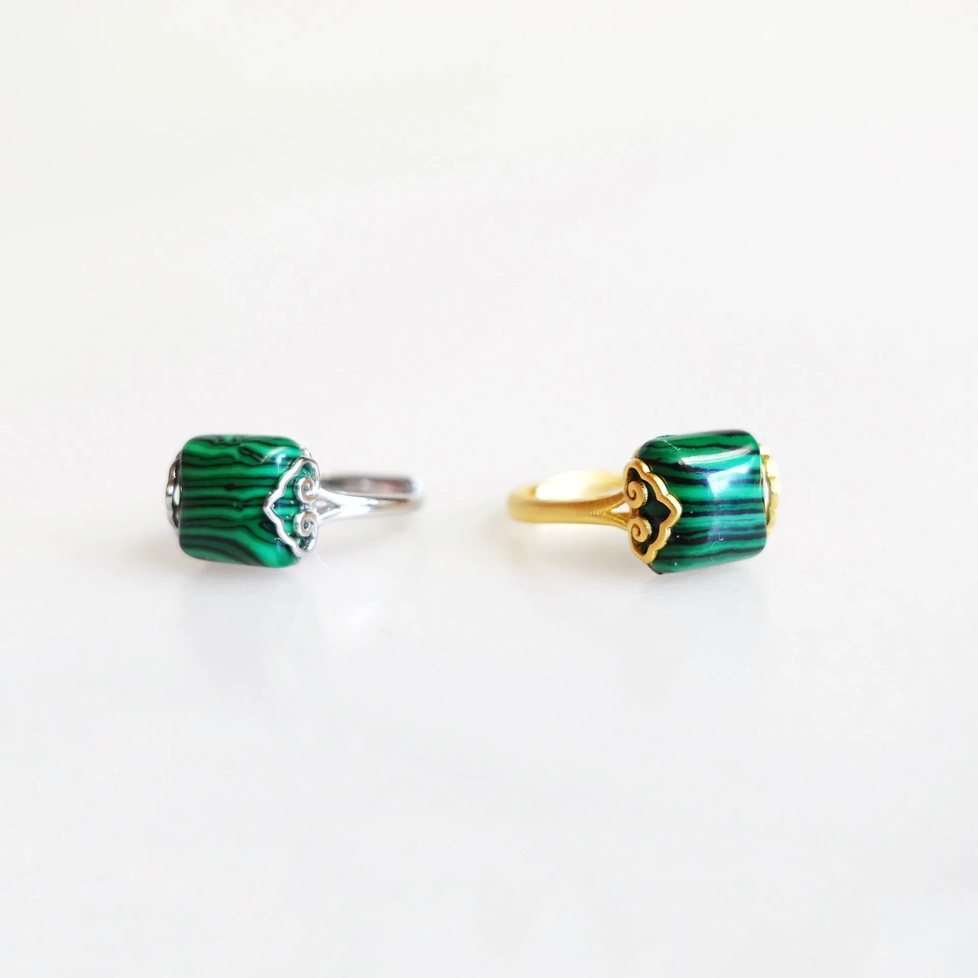 Gold Square Malachite Ring