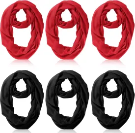 Handepo 6 Pcs Women Infinity Scarf Solid Color Lightweight Loop Scarf Winter Soft Neck Warmer for Women Men