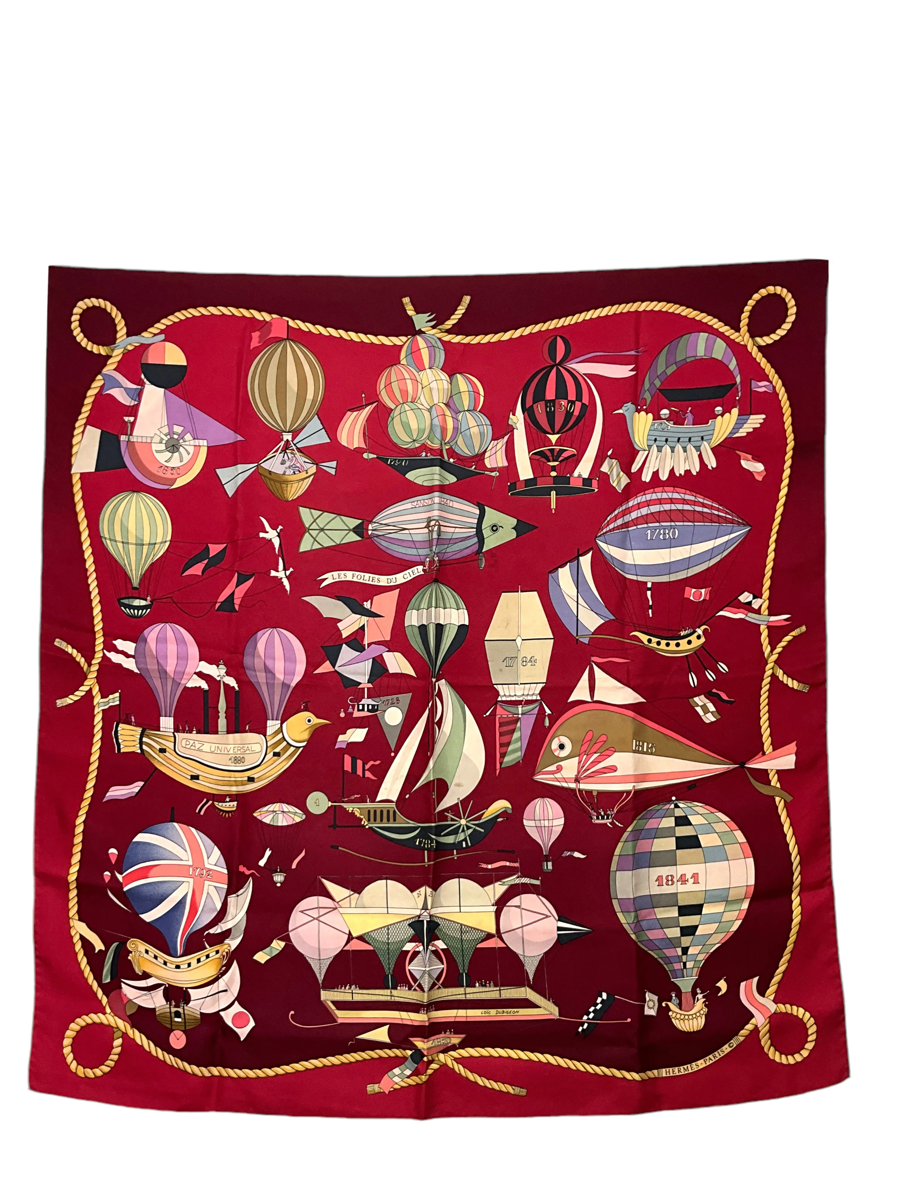 Hermes Les Folies Du Ciel Silk Scarf 90