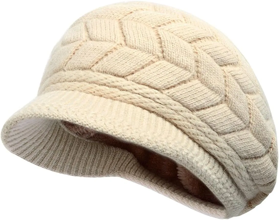 HINDAWI Women Winter Warm Knit Hat Wool Snow Ski Caps with Visor