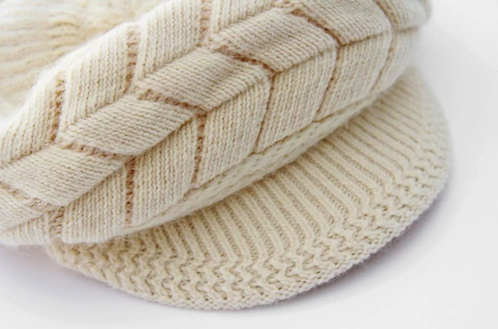 HINDAWI Women Winter Warm Knit Hat Wool Snow Ski Caps with Visor