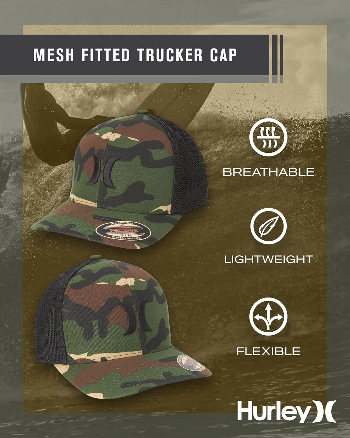 Hurley Men's Hat - Laguna Icon Mesh Fitted Trucker Cap