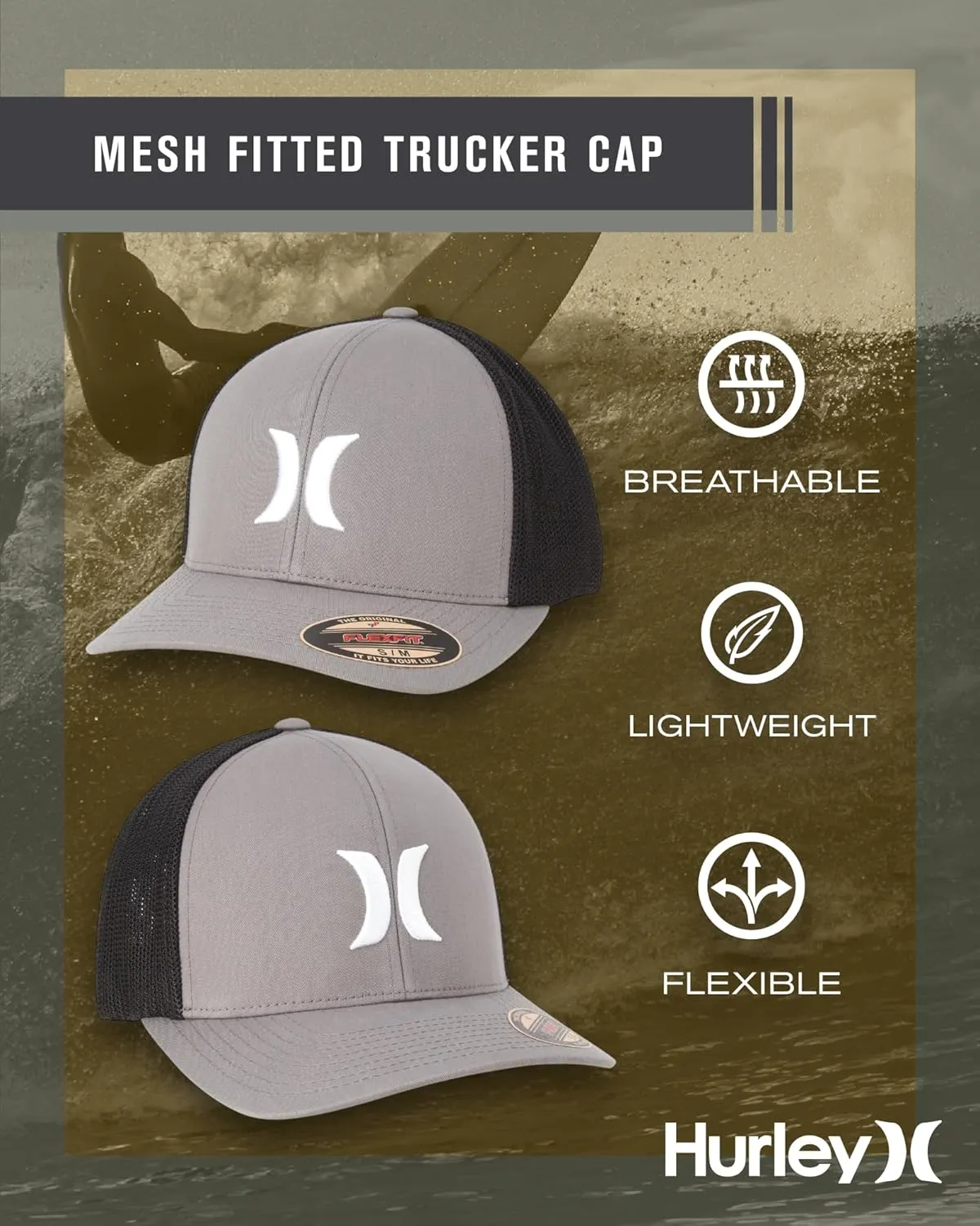 Hurley Men's Hat - Laguna Icon Mesh Fitted Trucker Cap
