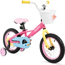 JOYSTAR 12 14 16 Inch Kids Bike for 2-7 Years Girls 33-53 Inch Tall, Toddler Girls Bike with Training Wheels, Rainbow Bikes, Children Bicycle, Macaroon