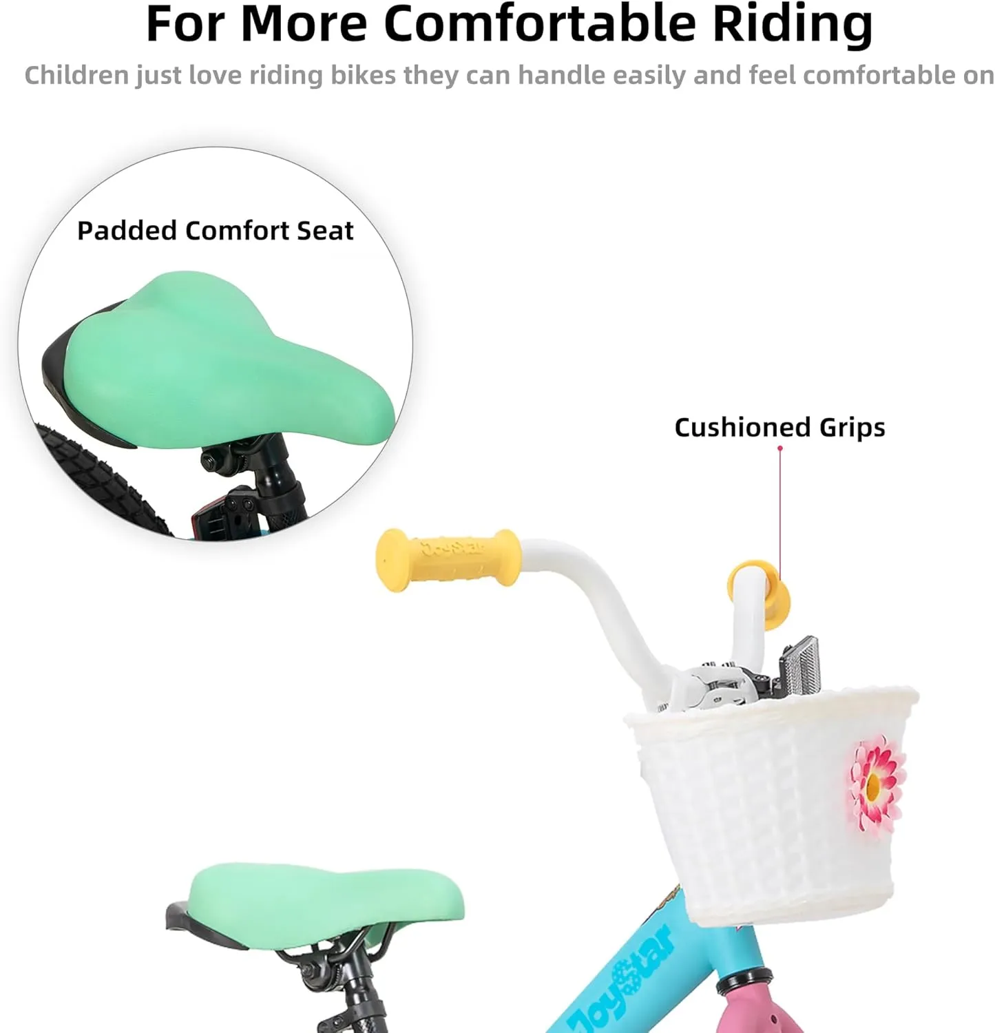 JOYSTAR 12 14 16 Inch Kids Bike for 2-7 Years Girls 33-53 Inch Tall, Toddler Girls Bike with Training Wheels, Rainbow Bikes, Children Bicycle, Macaroon